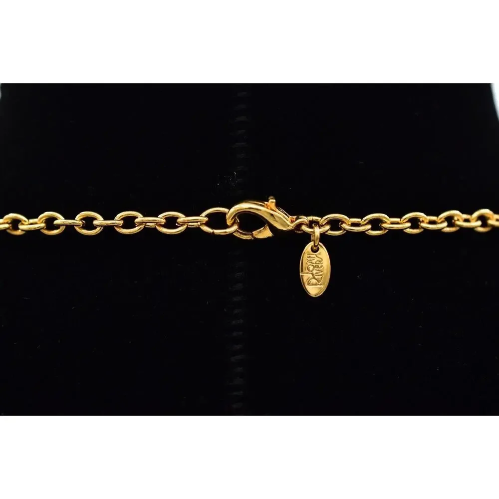 Joan Rivers Vintage Caged Pearl Pendant Necklace Gold Tone Chunky Signed BinBJ